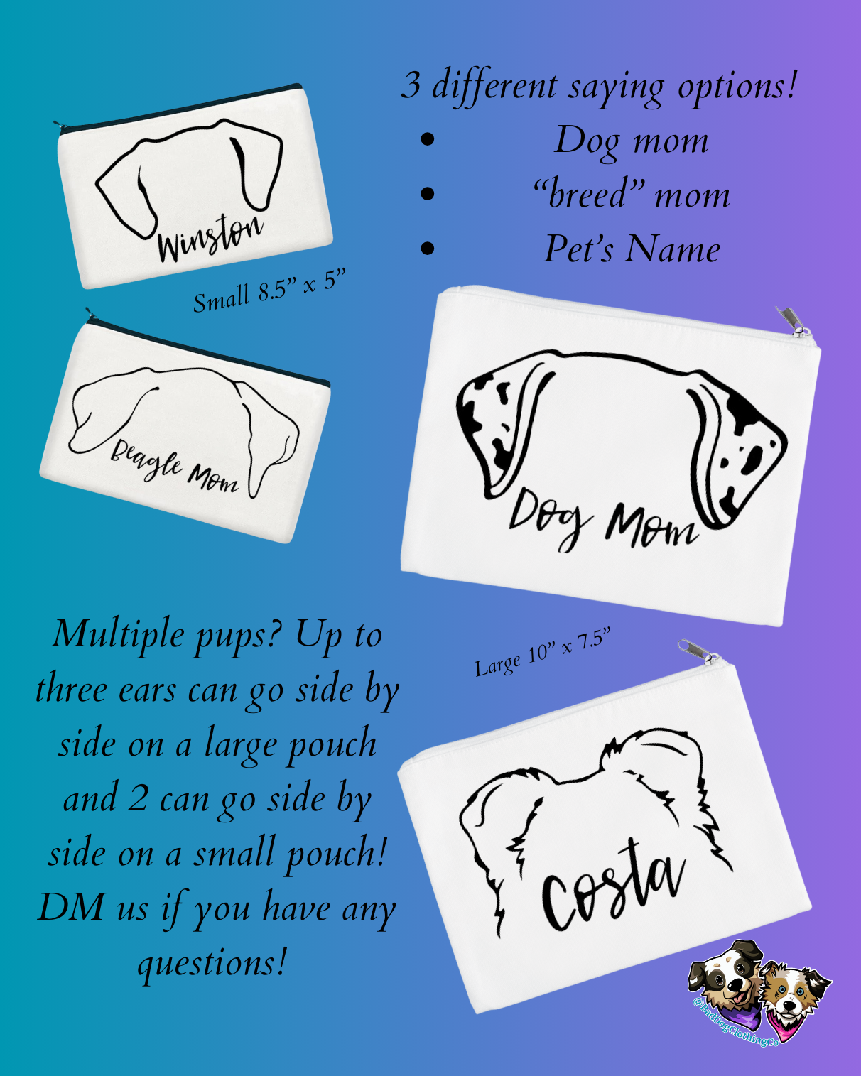 "Breed" Ear Outline Zipper Pouch