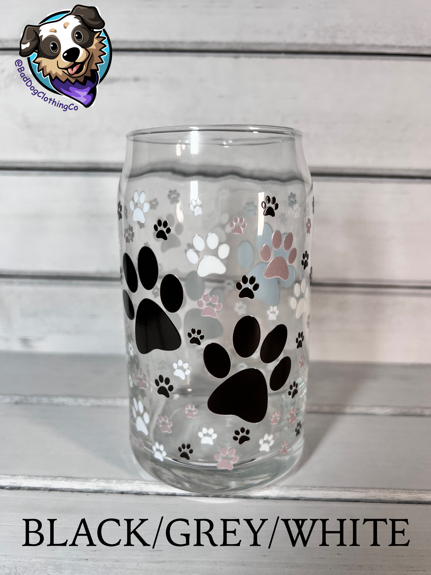 Paw Print 16oz Glass