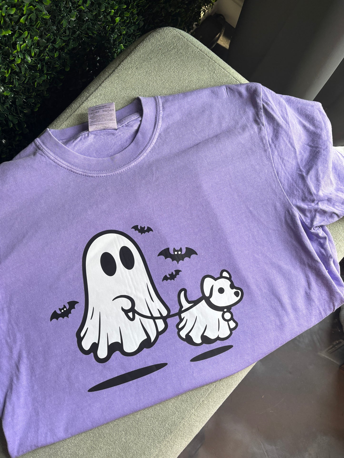 Ghost walking a dog T-shirt