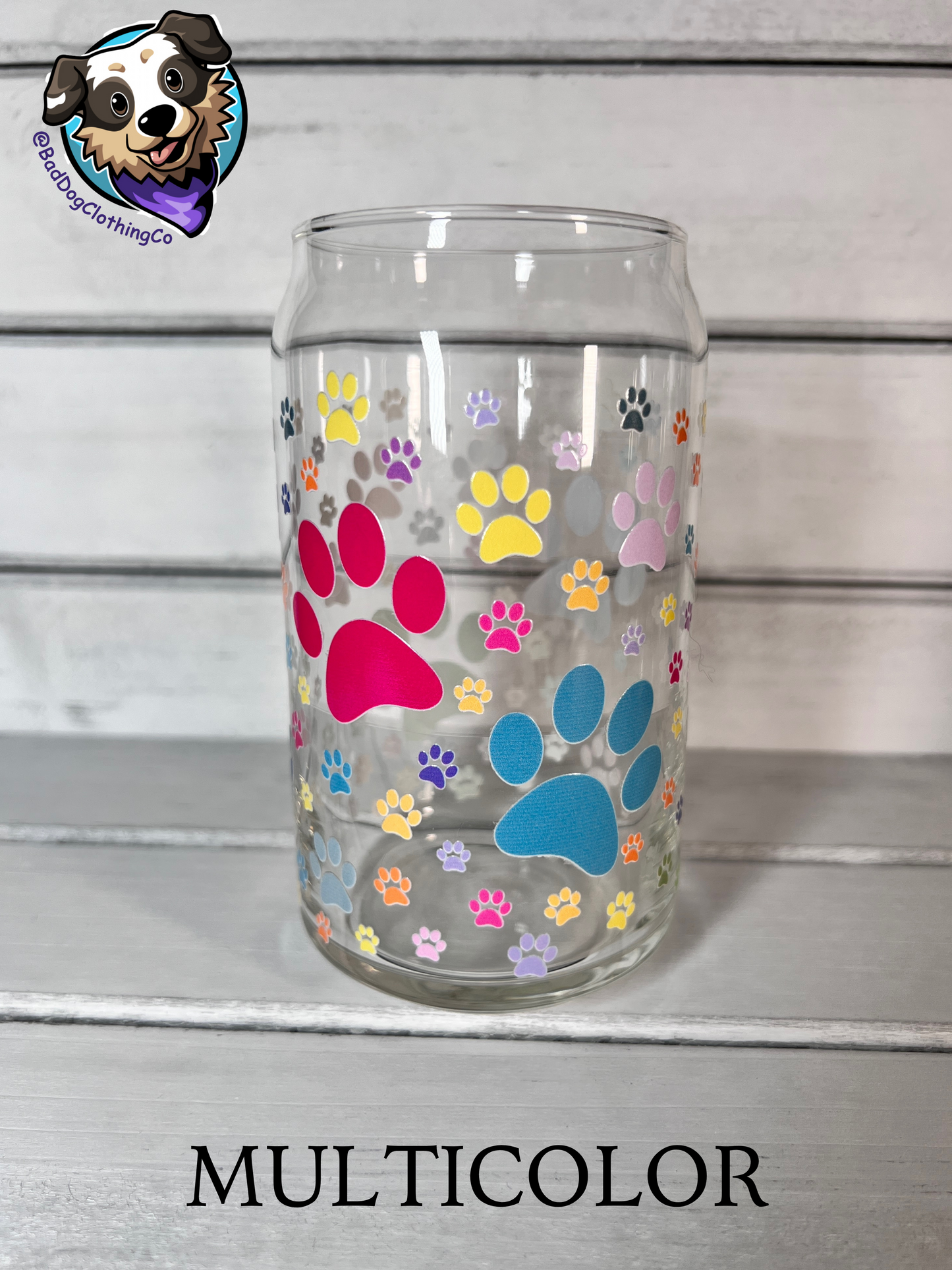 Paw Print 16oz Glass