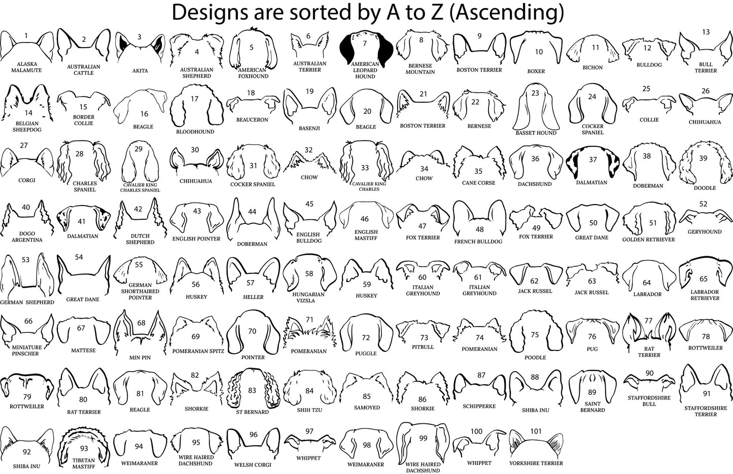 "Breed" Ear Outline Zipper Pouch