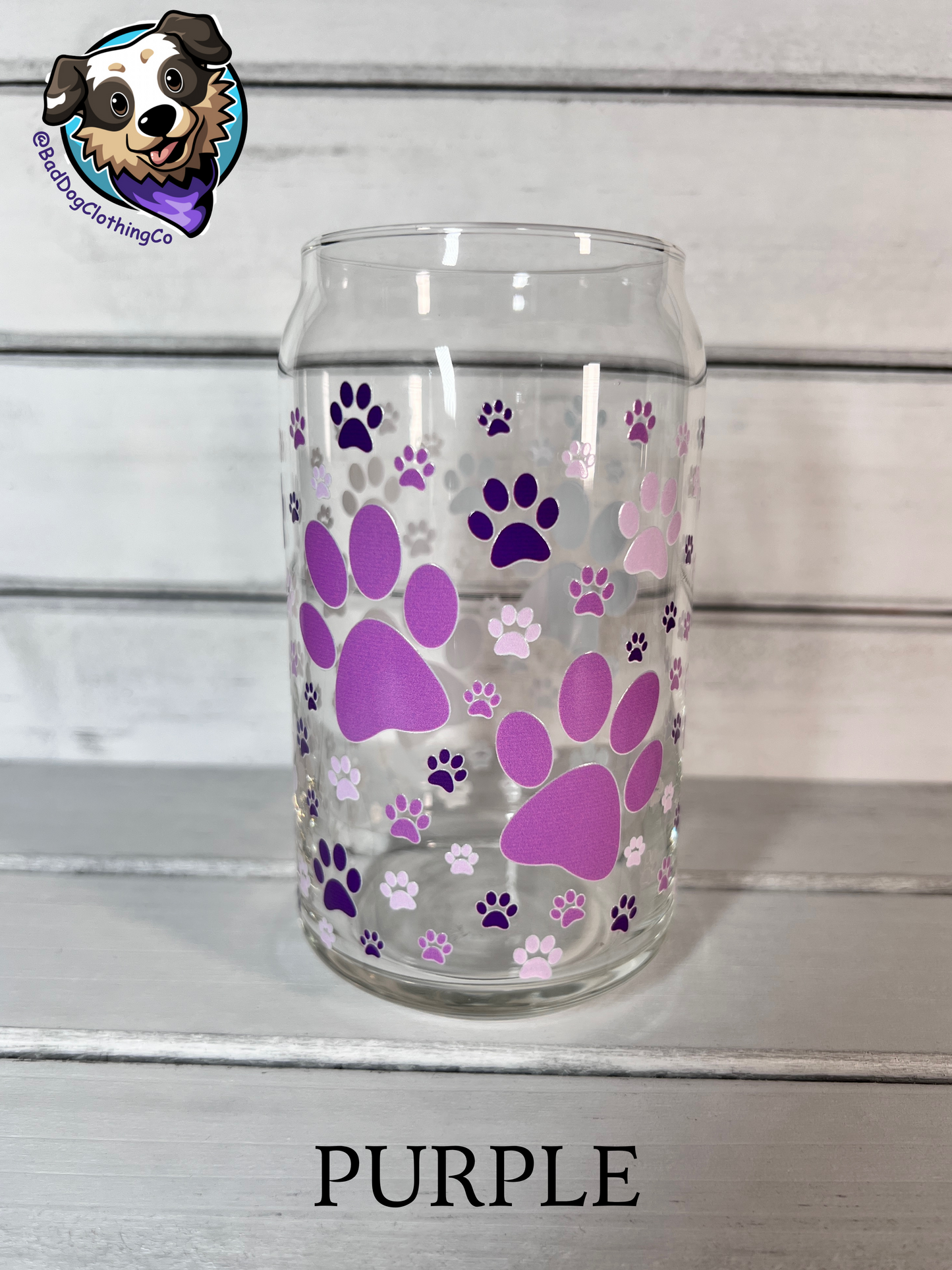 Paw Print 16oz Glass