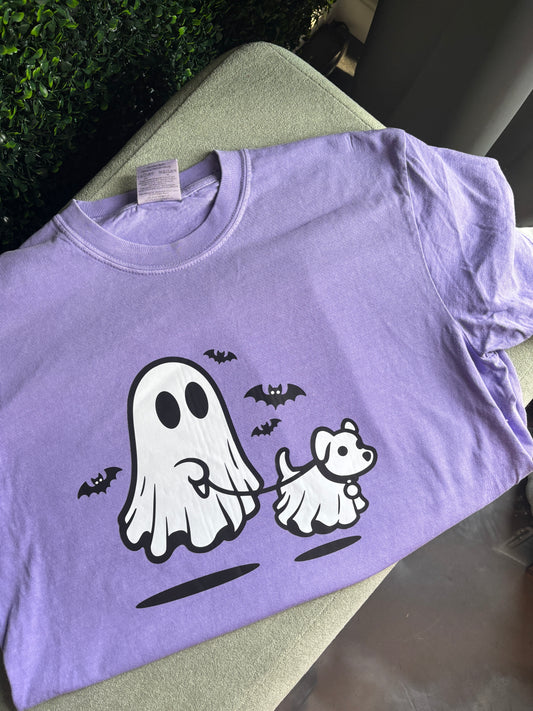 Ghost walking a dog T-shirt