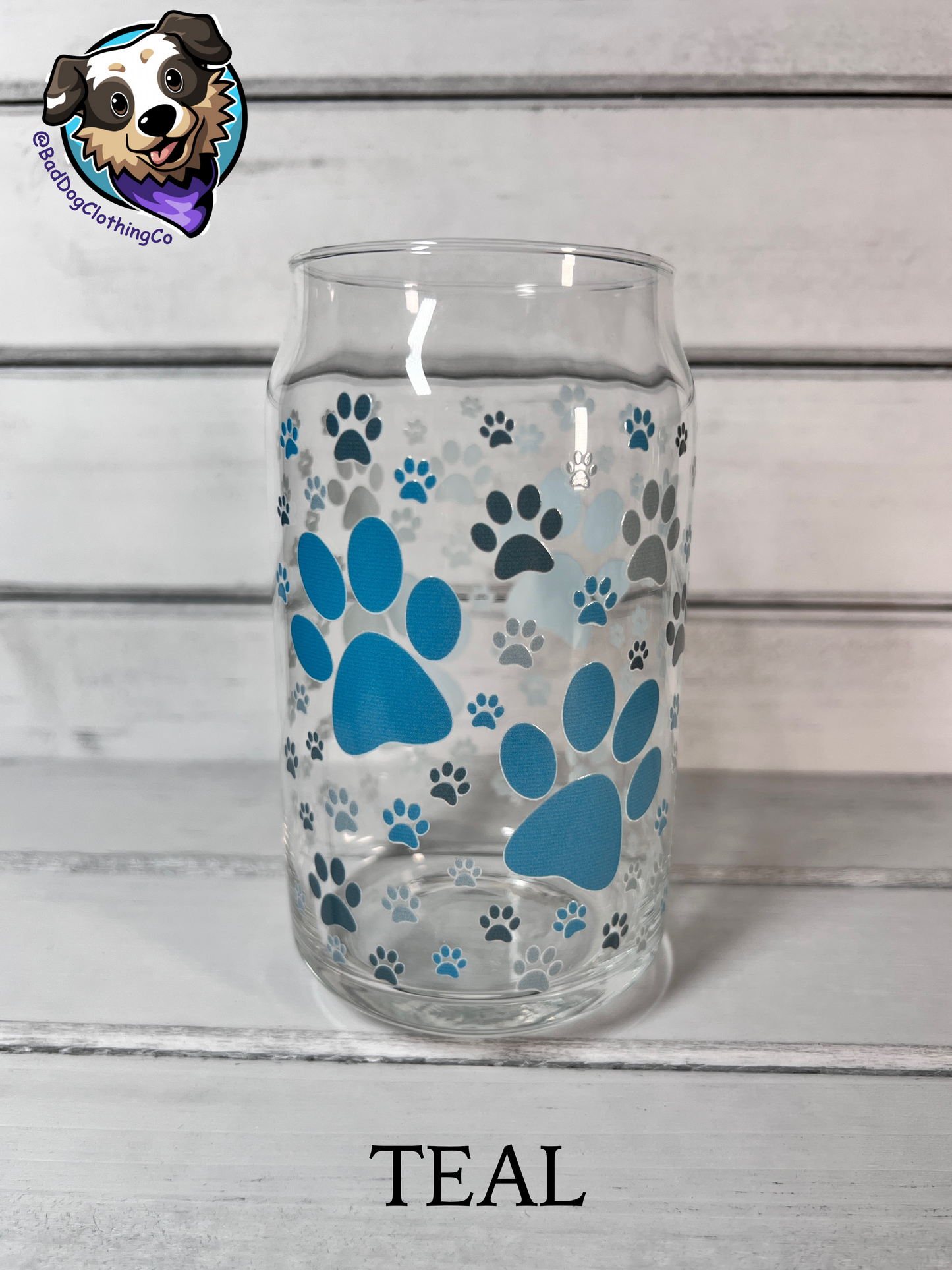 Paw Print 16oz Glass